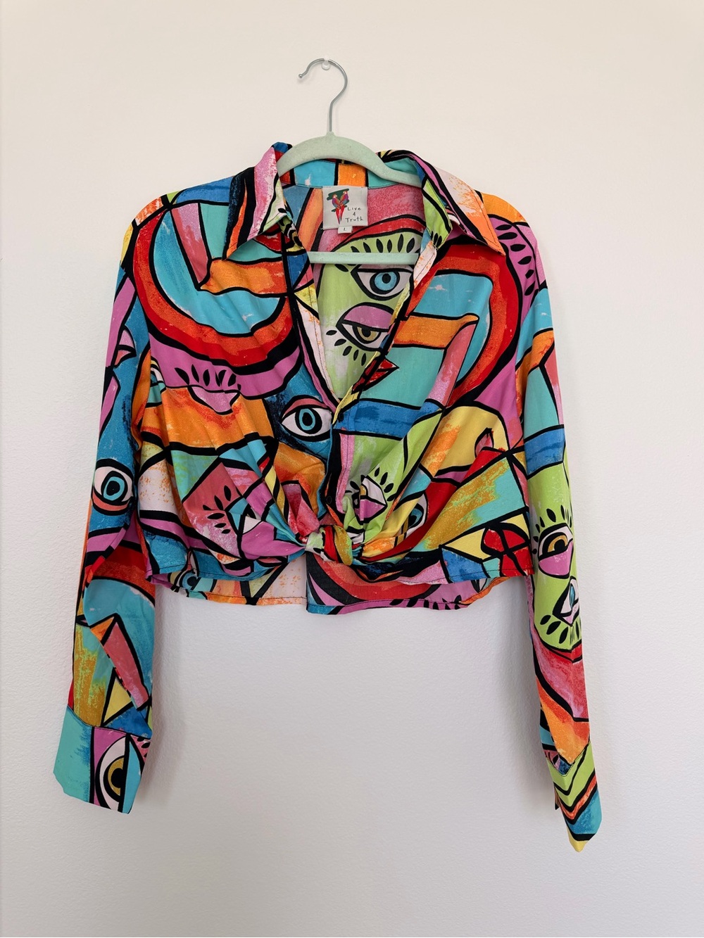 Live 4 Truth Multicolor Abstract Tie-Front Button Down Shirt